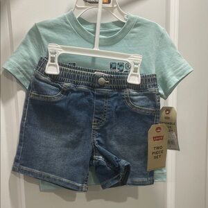 Levi's Kids Aqua Tee and Denim Shorts Set